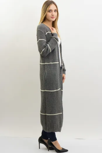 Jana Striped Sweater Cardigan - Available in Black/Ivory