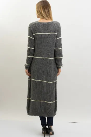 Jana Striped Sweater Cardigan - Available in Black/Ivory
