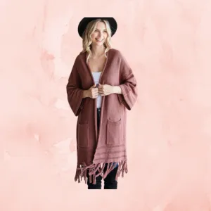 Knit Cardigan w/Fringe Hemline