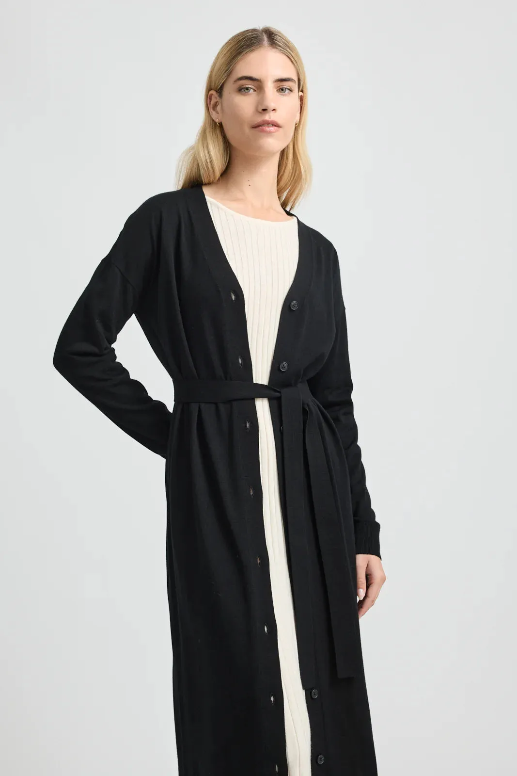 Long V Cardigan | Black
