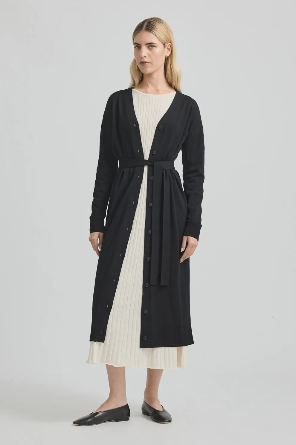 Long V Cardigan | Black