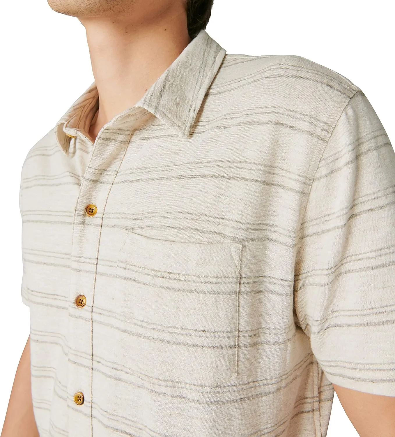Lucky Brand Men's Short Sleeve Linen Button Up Shirt
