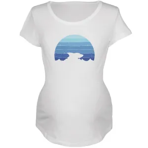 Ocean Shark Retro Sunset Blue Maternity Soft T Shirt