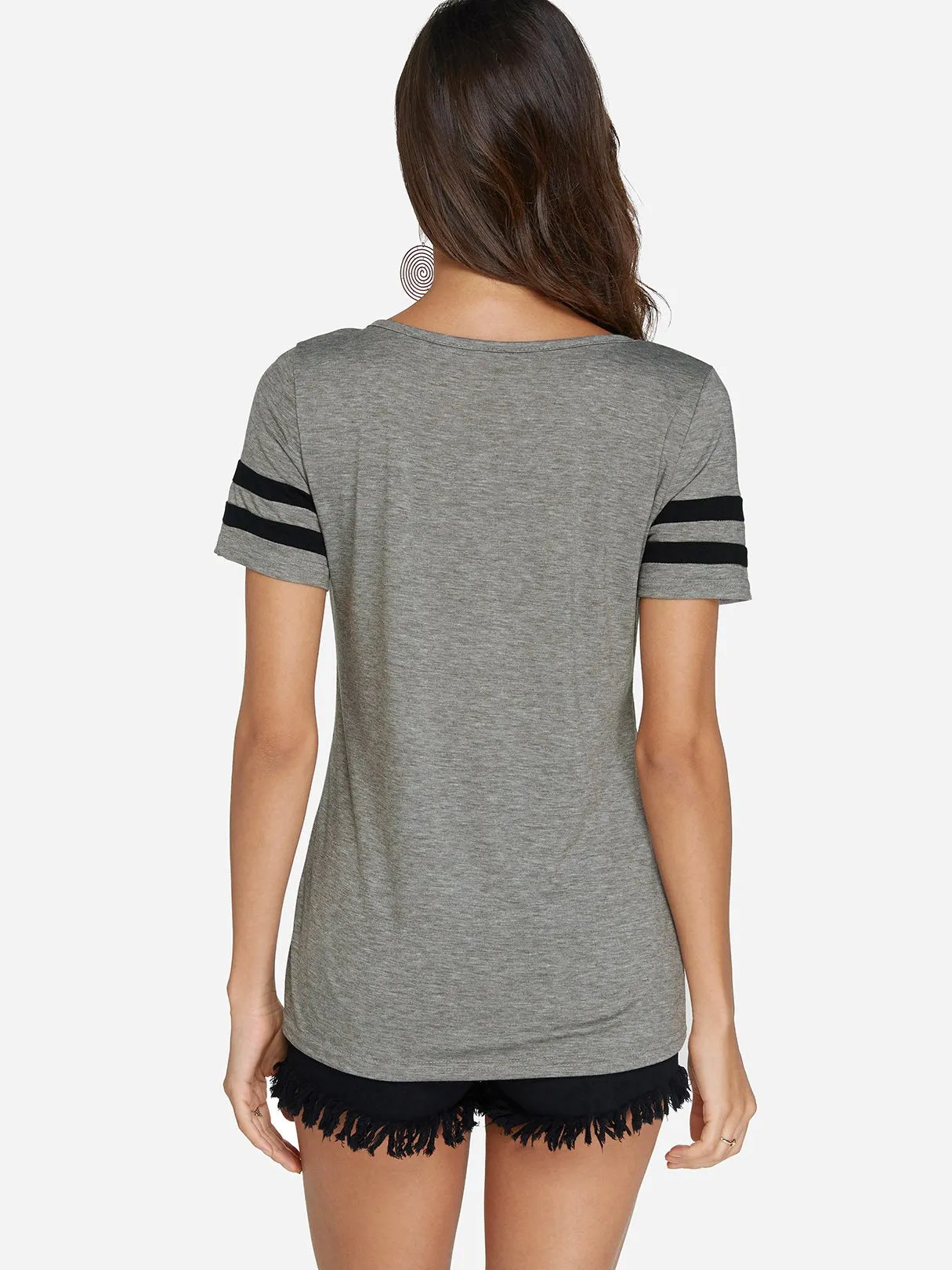 OEM ODM V-Neck Plain Crossed Front Short Sleeve T-Shirts
