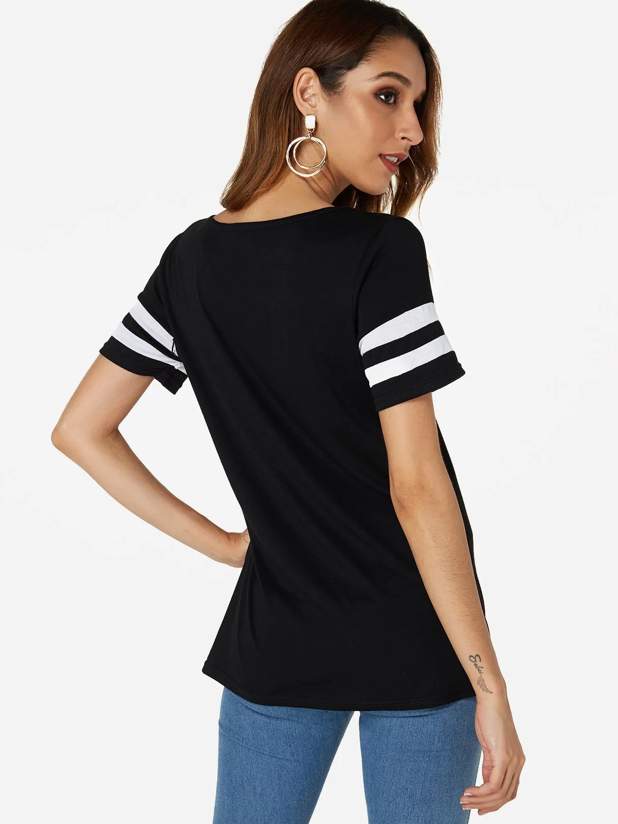 OEM ODM V-Neck Plain Crossed Front Short Sleeve T-Shirts