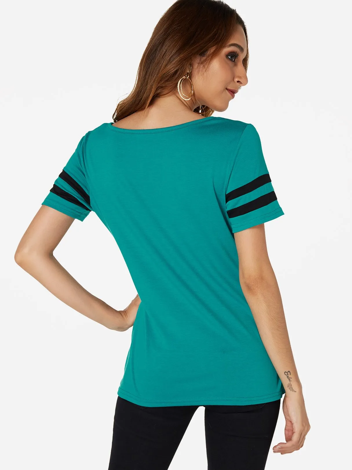OEM ODM V-Neck Plain Crossed Front Short Sleeve T-Shirts