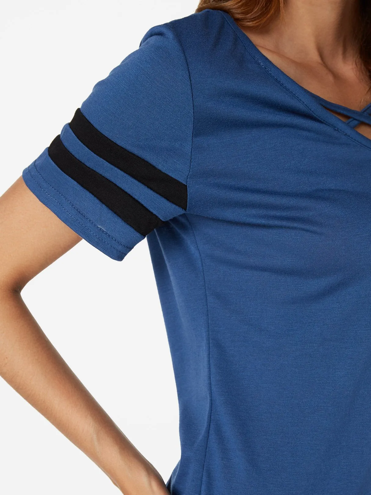 OEM ODM V-Neck Plain Crossed Front Short Sleeve T-Shirts