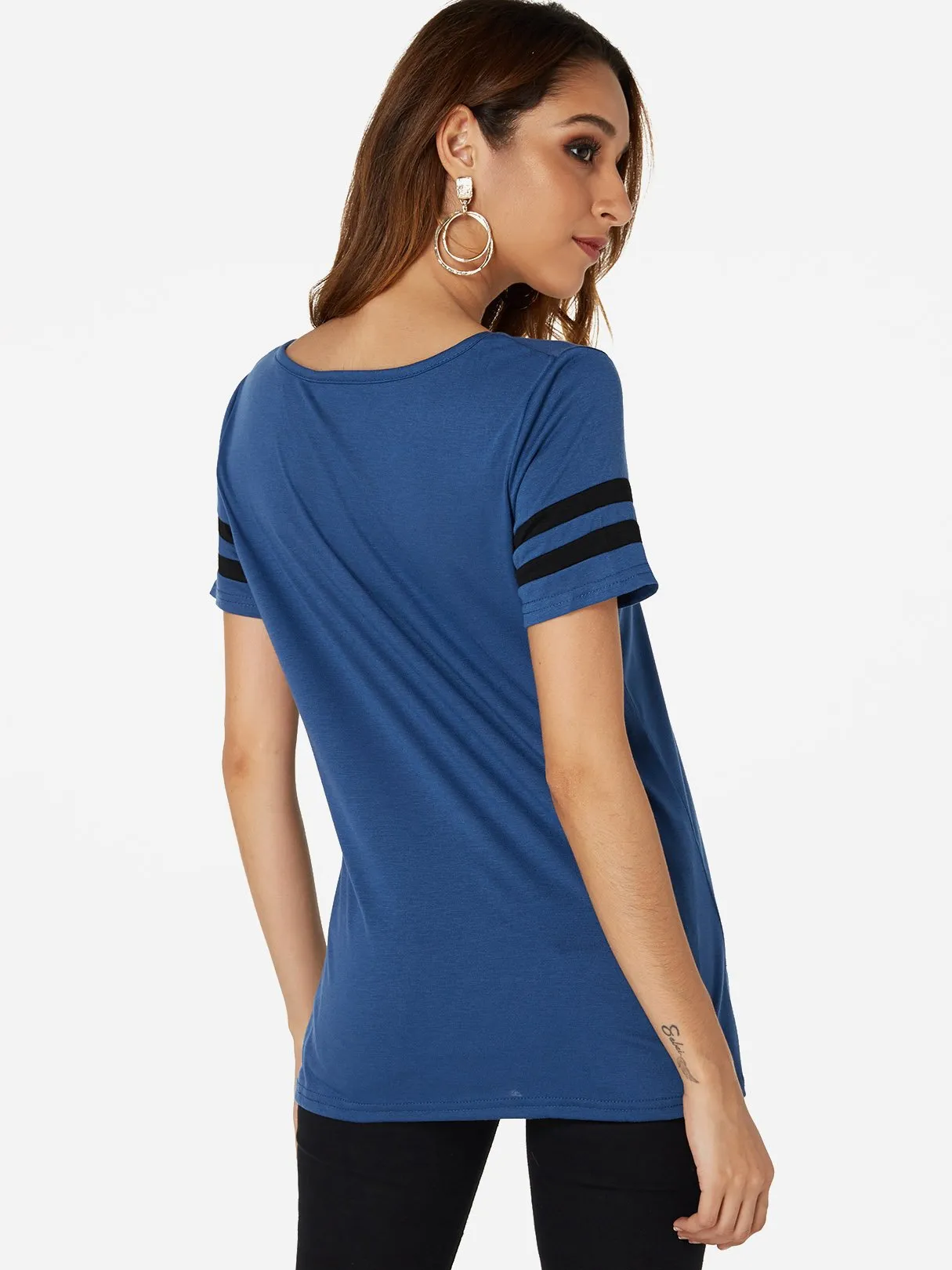 OEM ODM V-Neck Plain Crossed Front Short Sleeve T-Shirts