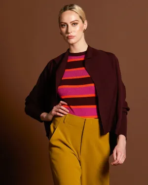 Open Knit Cardi Plum