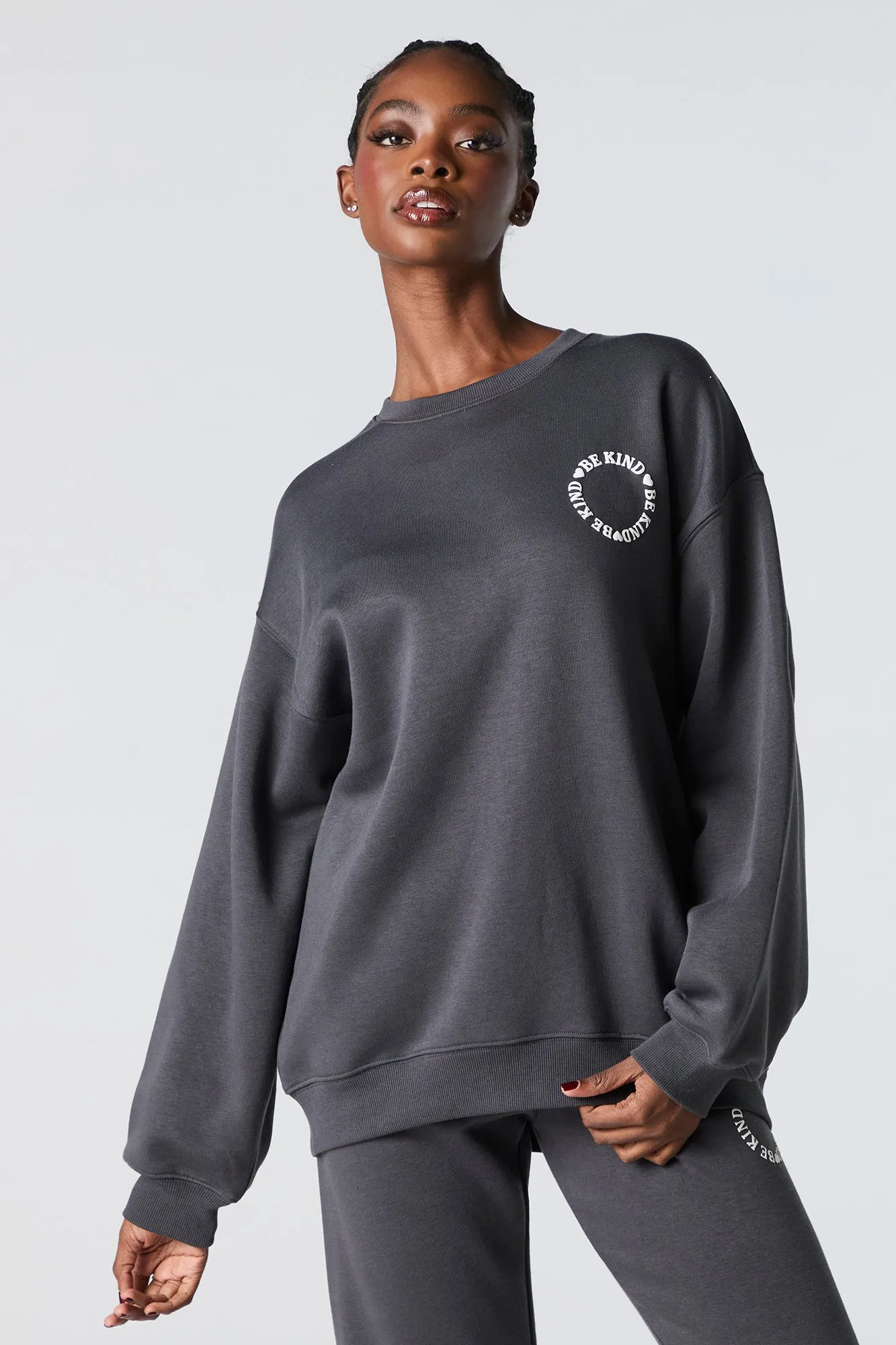 Oversized Graphic Fleece Sweatshirt
