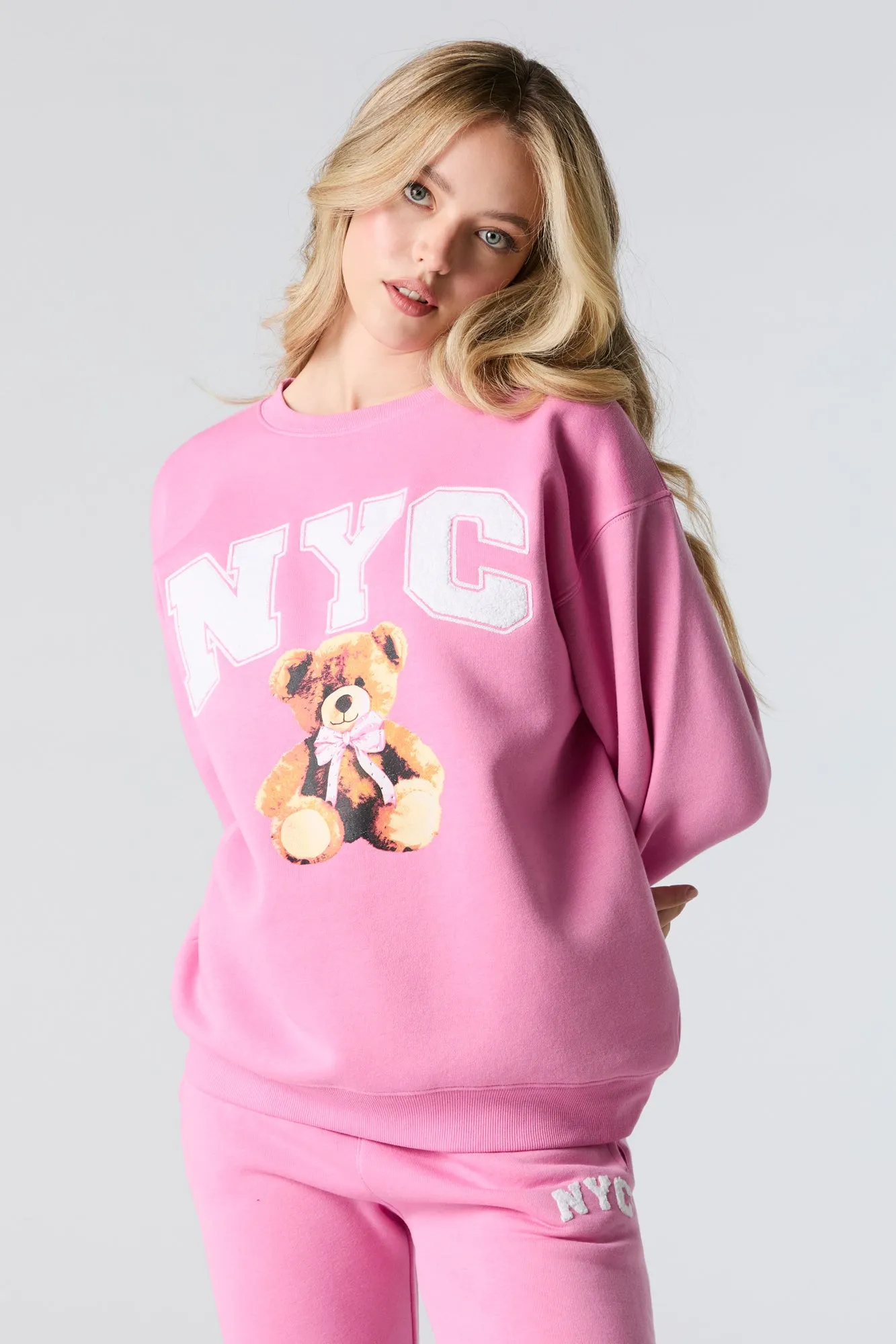 Oversized Graphic Fleece Sweatshirt