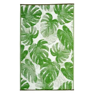 Panama Lime Green Botanical Recycled Plastic Outdoor Rug