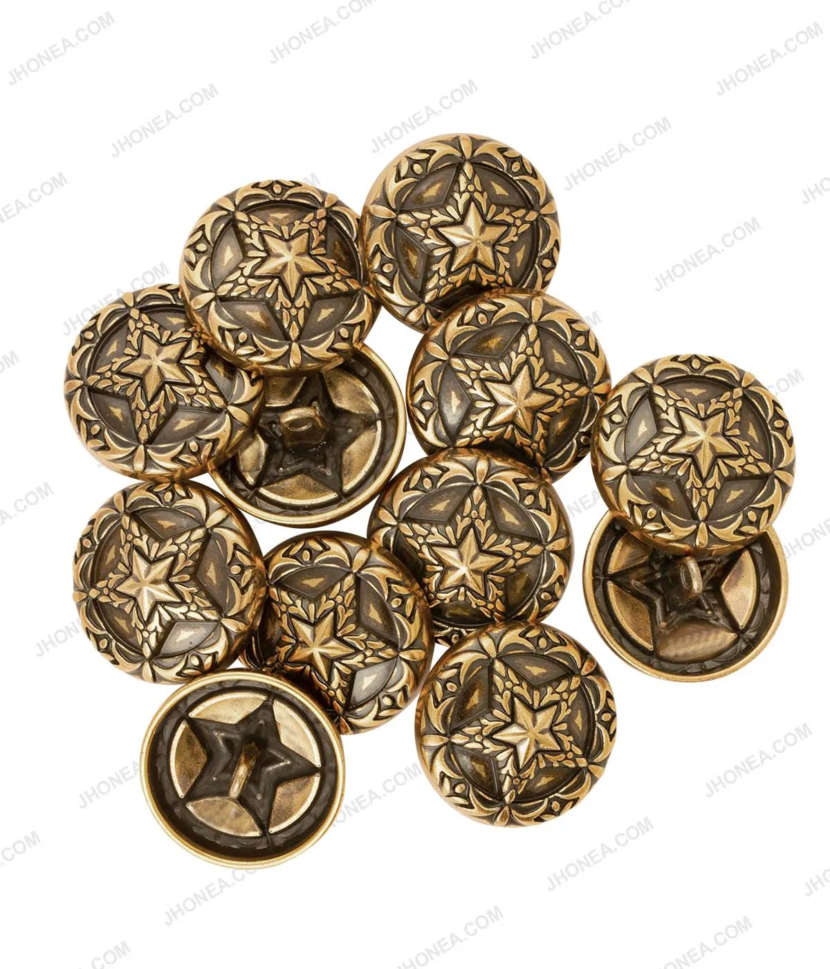 Premium Antique Vintage Star Design Metal Buttons for Coats