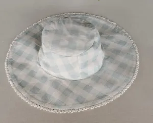 Reversible Blue Check & Blue Stripe Sun Hat for Kids
