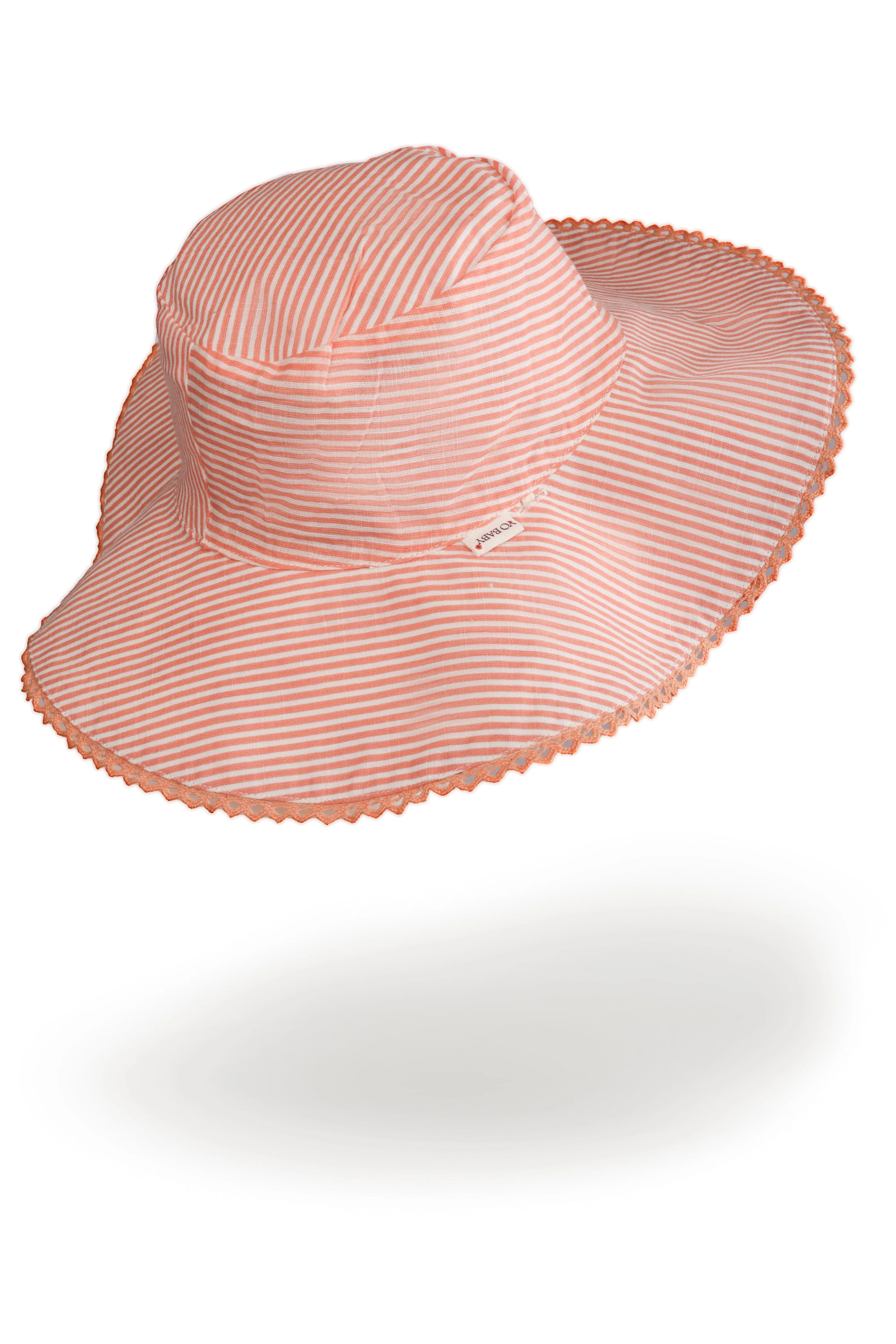 Reversible Coral Booti Print & Coral Stripe Sun Hat for Kids