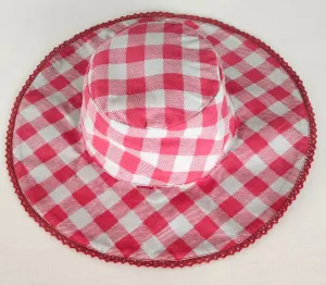 Reversible Red Checks & Stripe Sun Hat for Kids