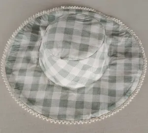 Reversible Sage Checks & Stripe Sun Hat for Kids
