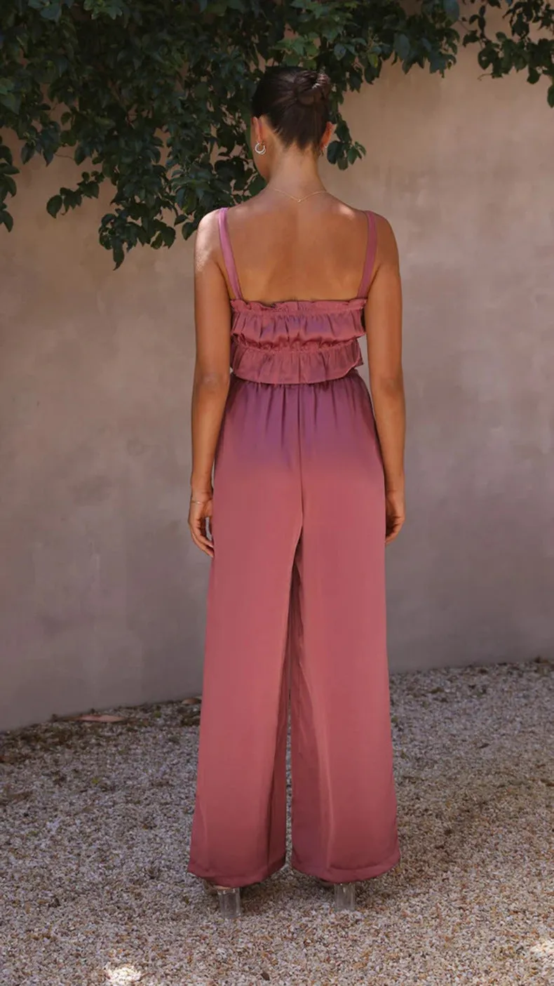 Satin Crop Top & Wide Leg Pants Set #167780