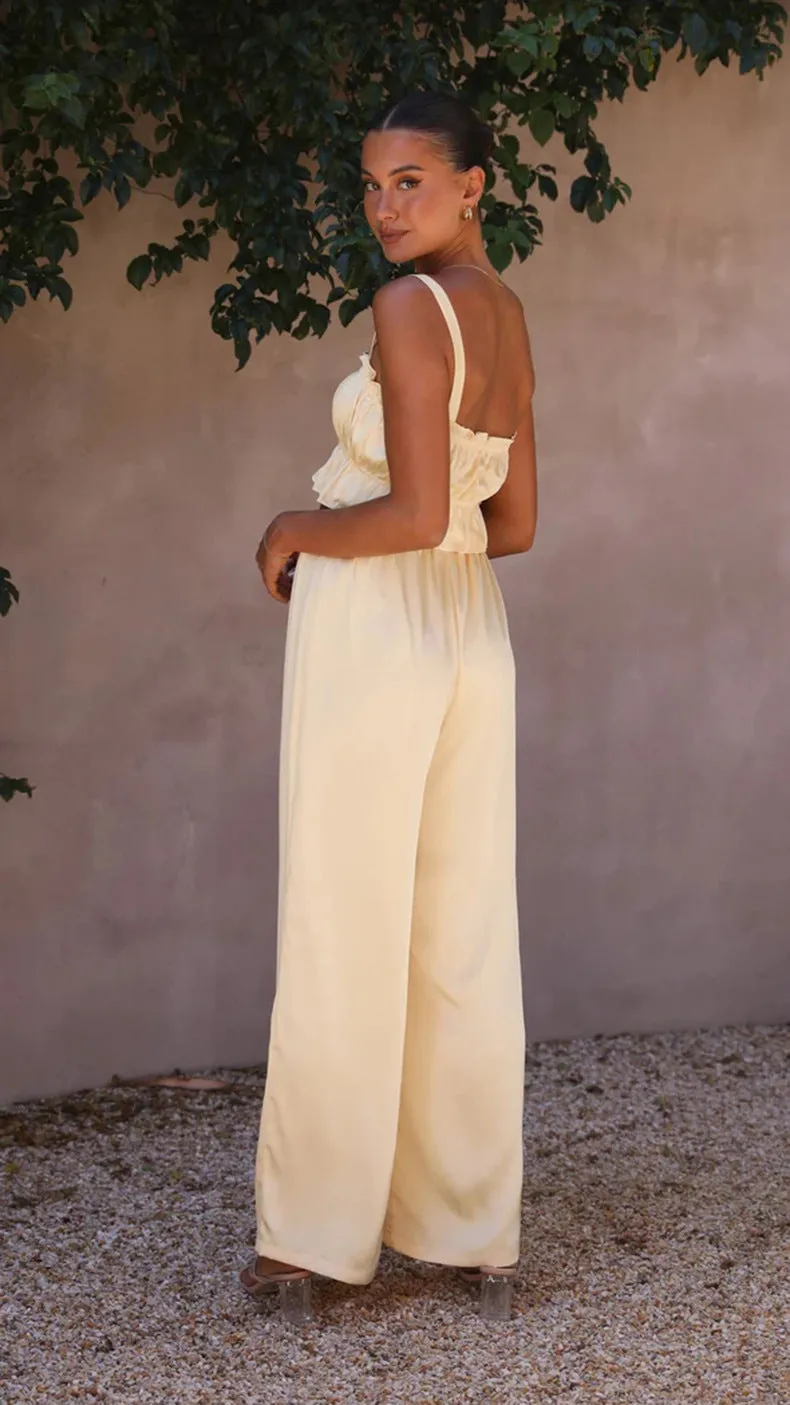 Satin Crop Top & Wide Leg Pants Set #167780