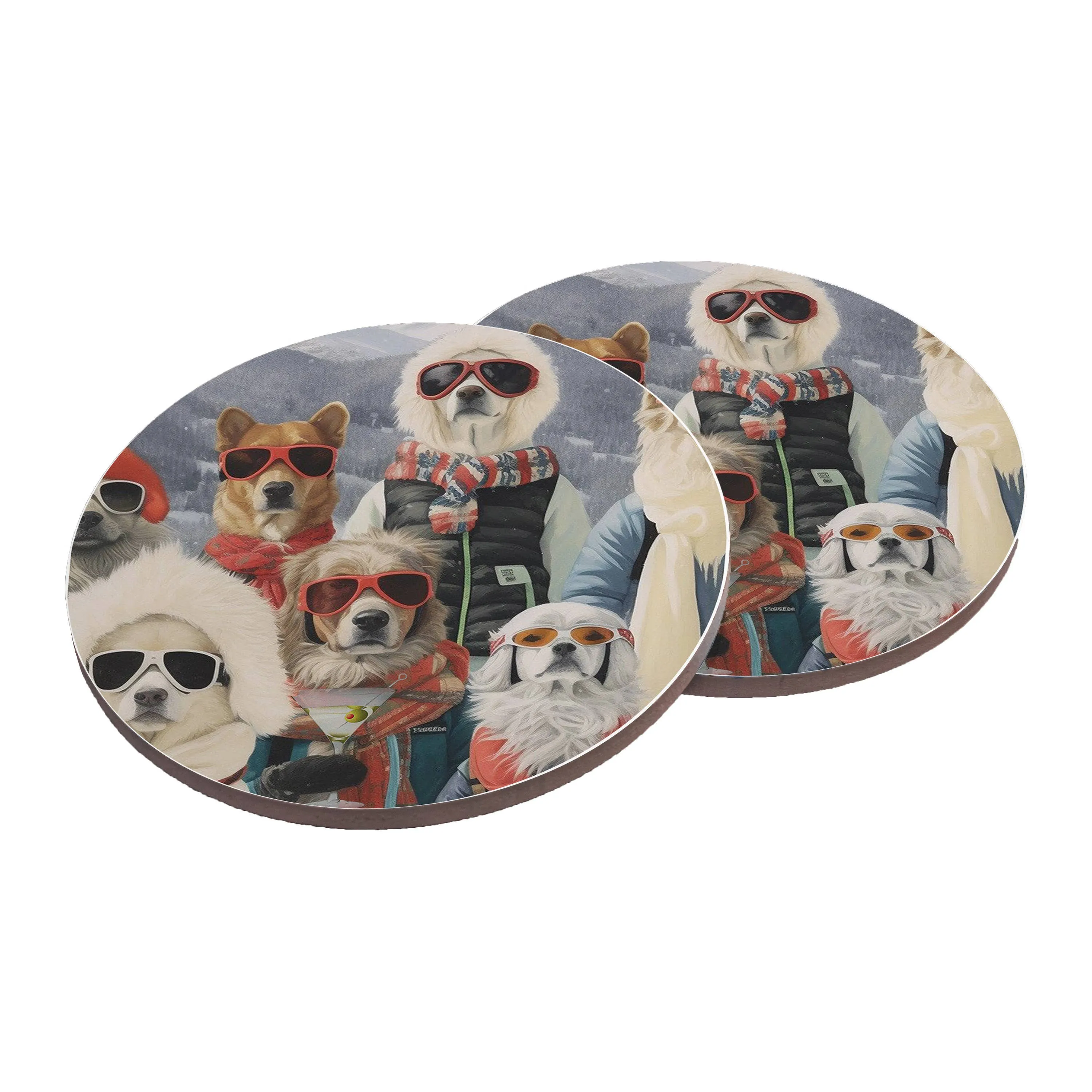 Set of 4 Martini Dog Ceramic Coasters