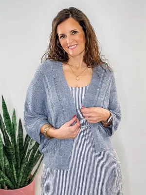Slate Blue Kimono Open Cardigan
