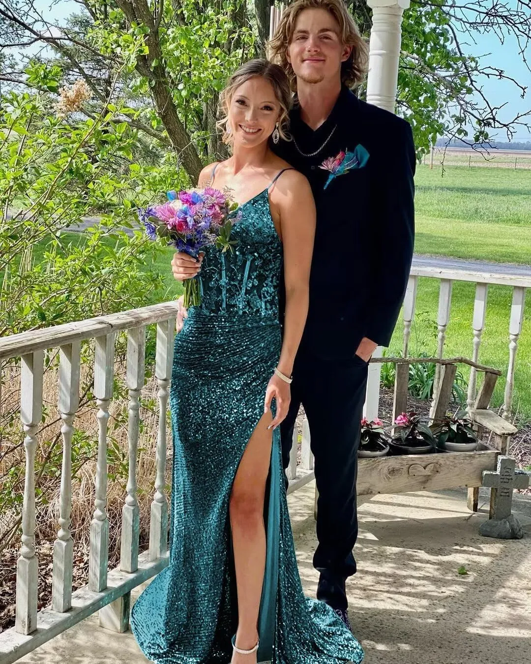 Sparkly Sequin Prom Dresses 2025 Mermaid Long Ball Gown for Women Spaghetti Straps V-Neck Evening Dress with Slit