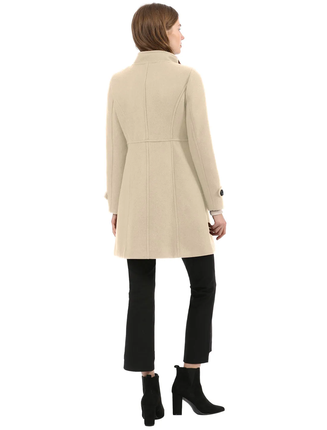 Stand Collar Double Breasted Slant Pockets Trendy Outwear Winter Coat