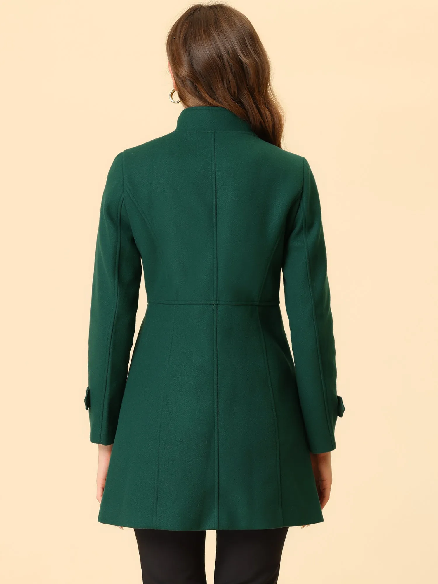 Stand Collar Double Breasted Slant Pockets Trendy Outwear Winter Coat