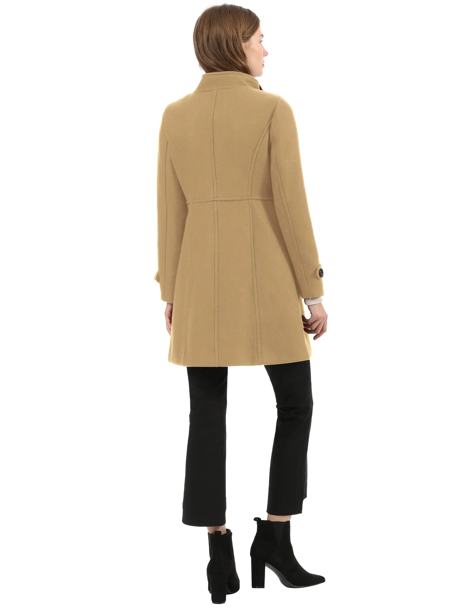 Stand Collar Double Breasted Slant Pockets Trendy Outwear Winter Coat