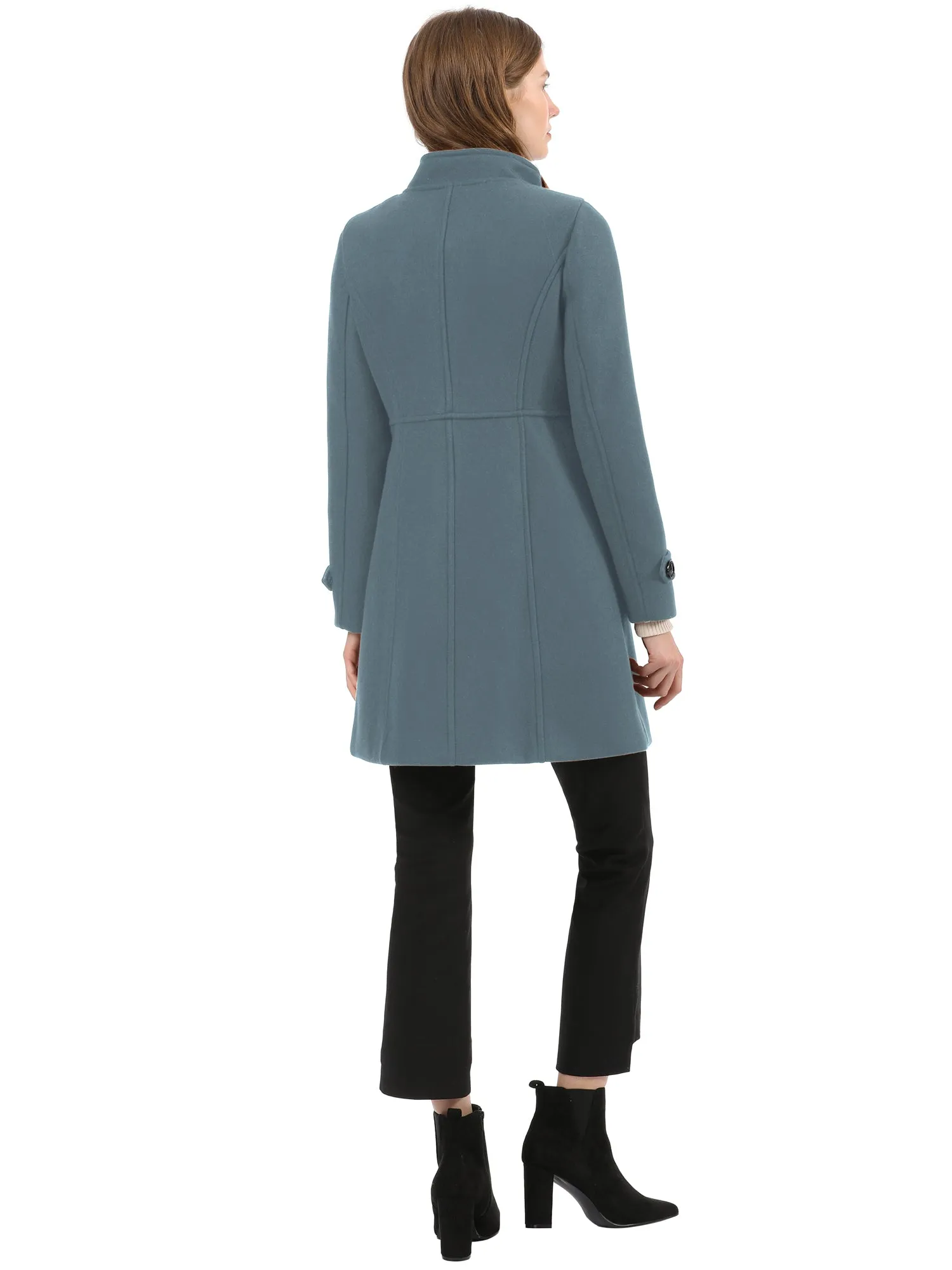 Stand Collar Double Breasted Slant Pockets Trendy Outwear Winter Coat