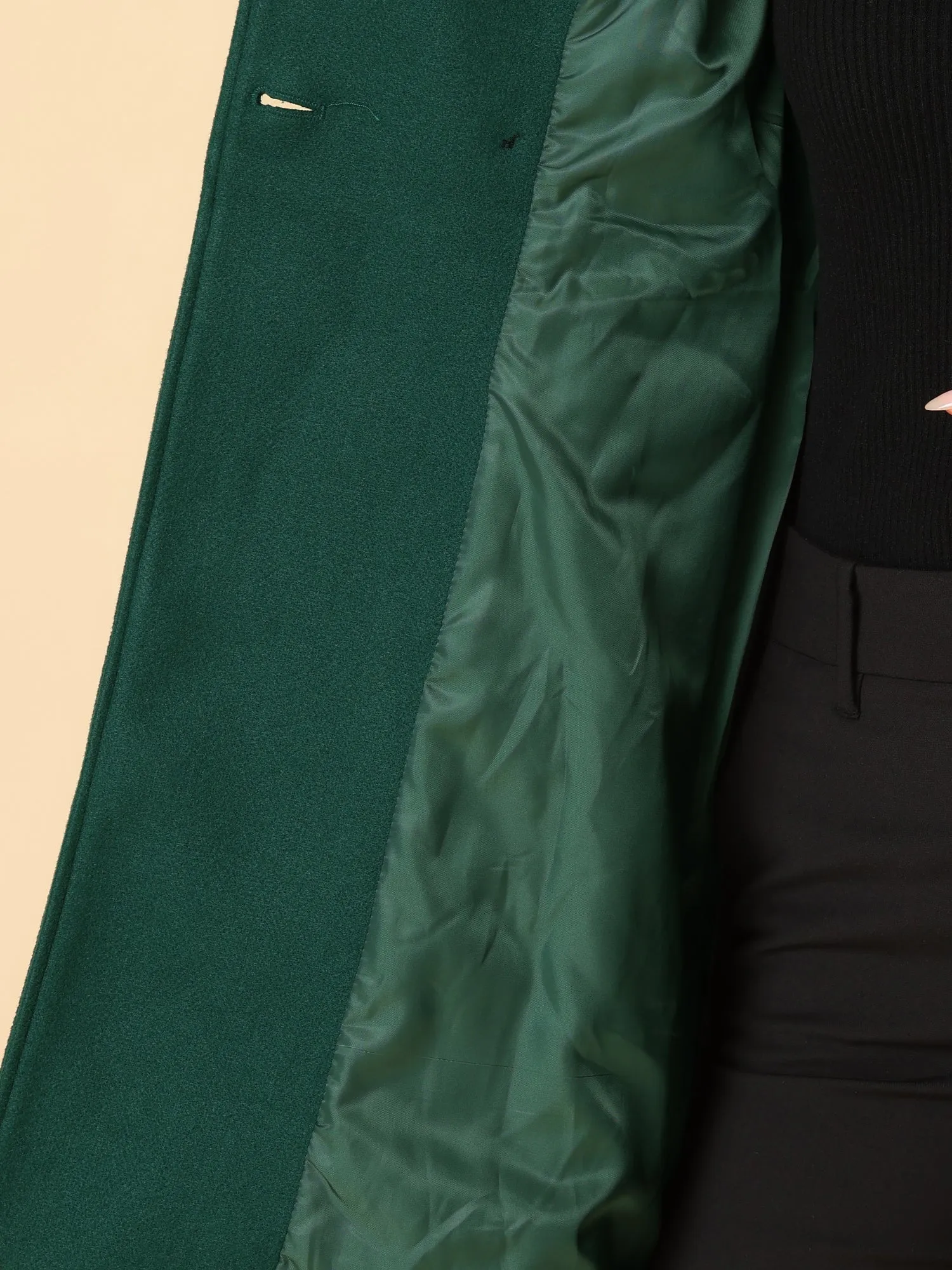 Stand Collar Double Breasted Slant Pockets Trendy Outwear Winter Coat