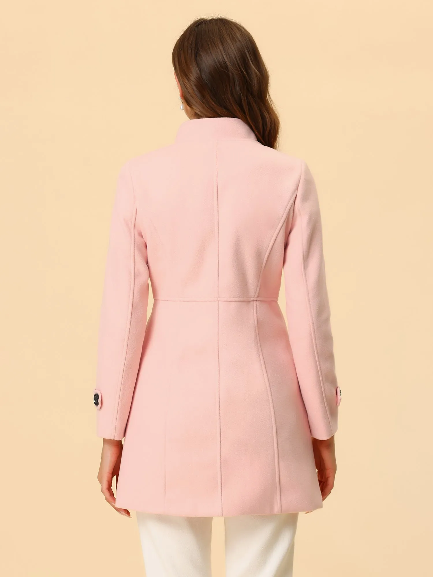 Stand Collar Double Breasted Slant Pockets Trendy Outwear Winter Coat