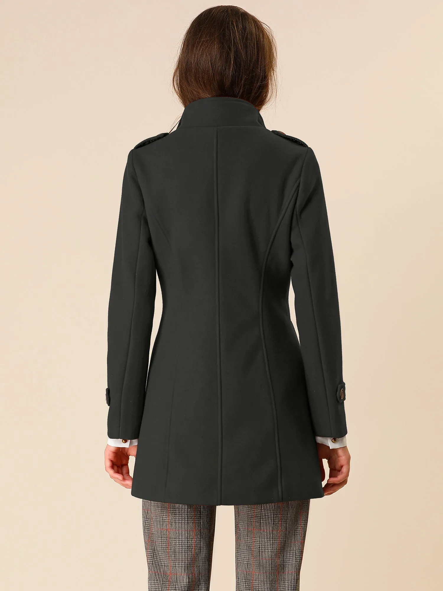 Stand Collar Double Breasted Trendy Belted Winter Coat