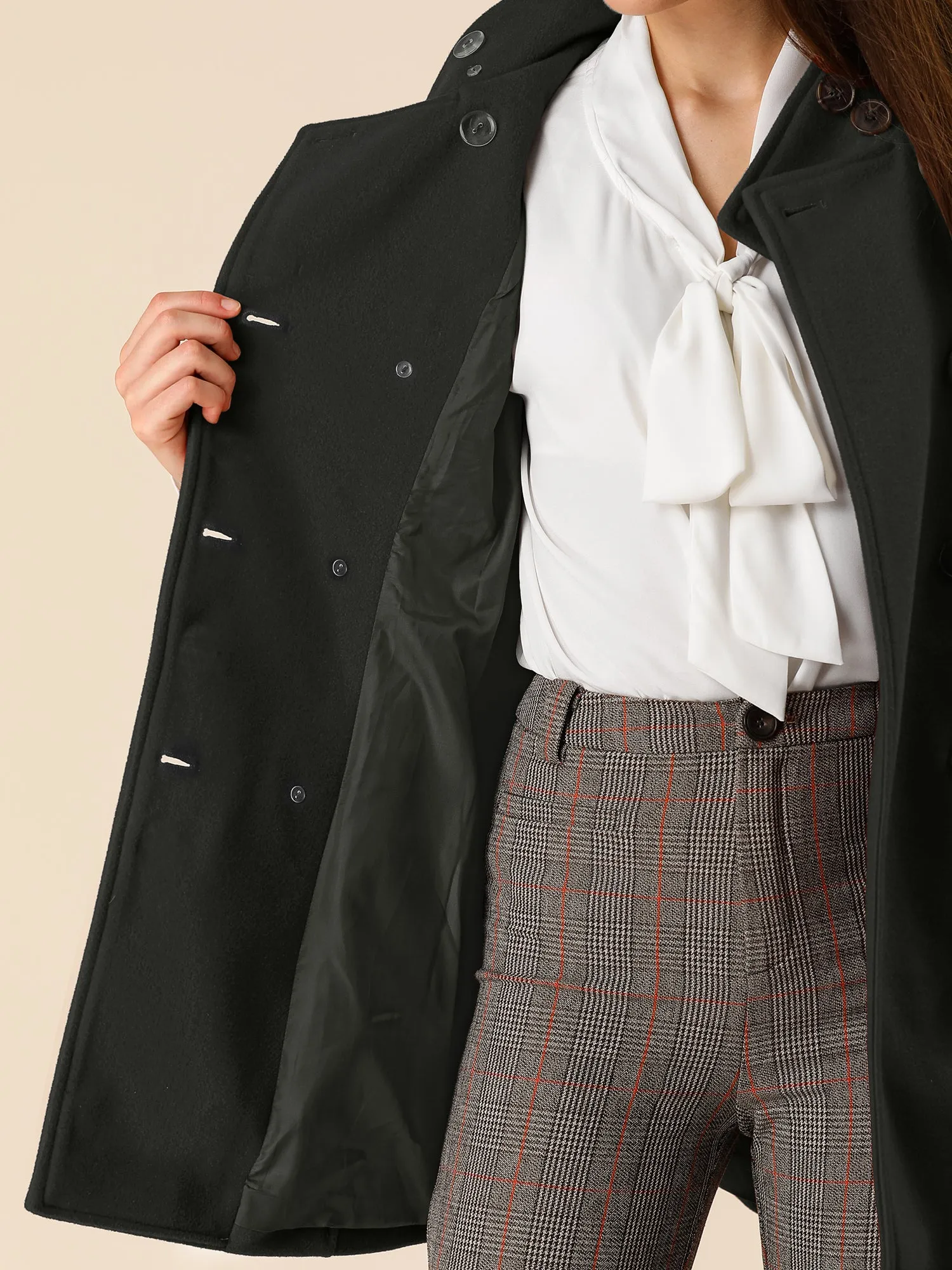 Stand Collar Double Breasted Trendy Belted Winter Coat