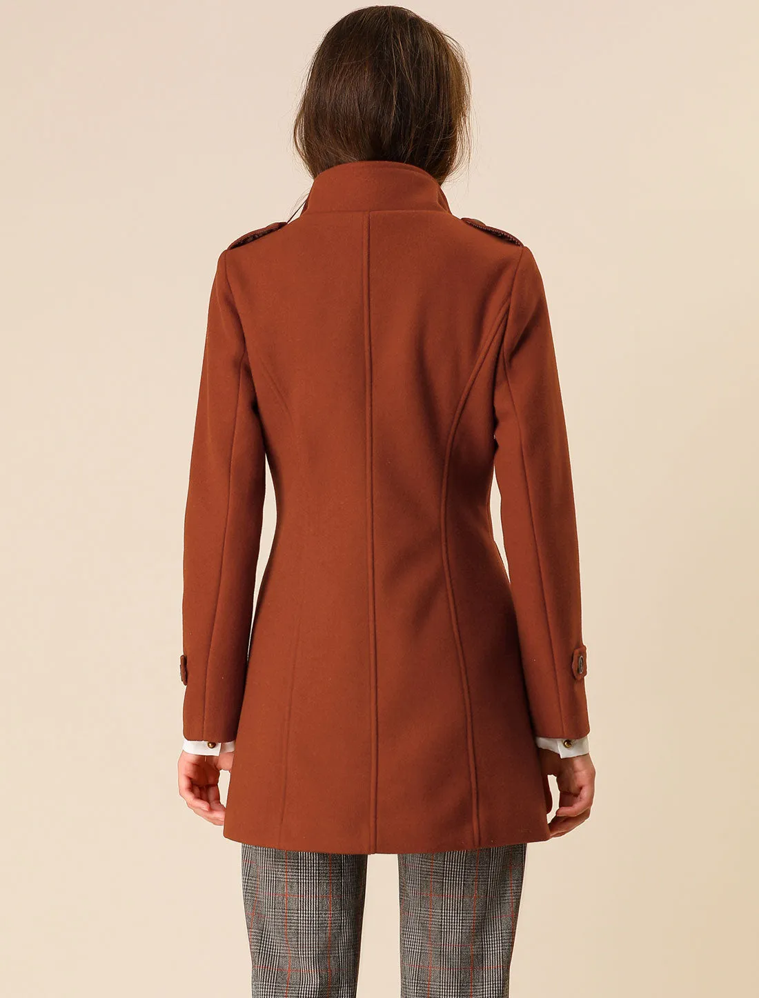 Stand Collar Double Breasted Trendy Belted Winter Coat