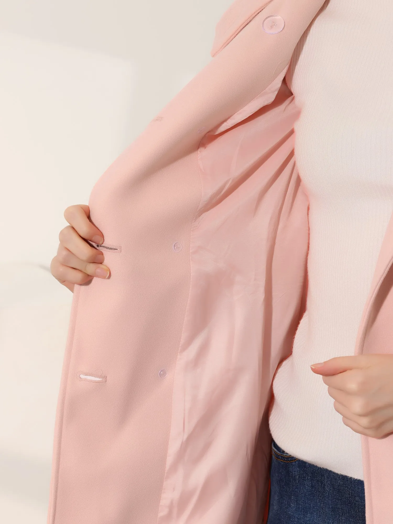 Stand Collar Double Breasted Trendy Belted Winter Coat