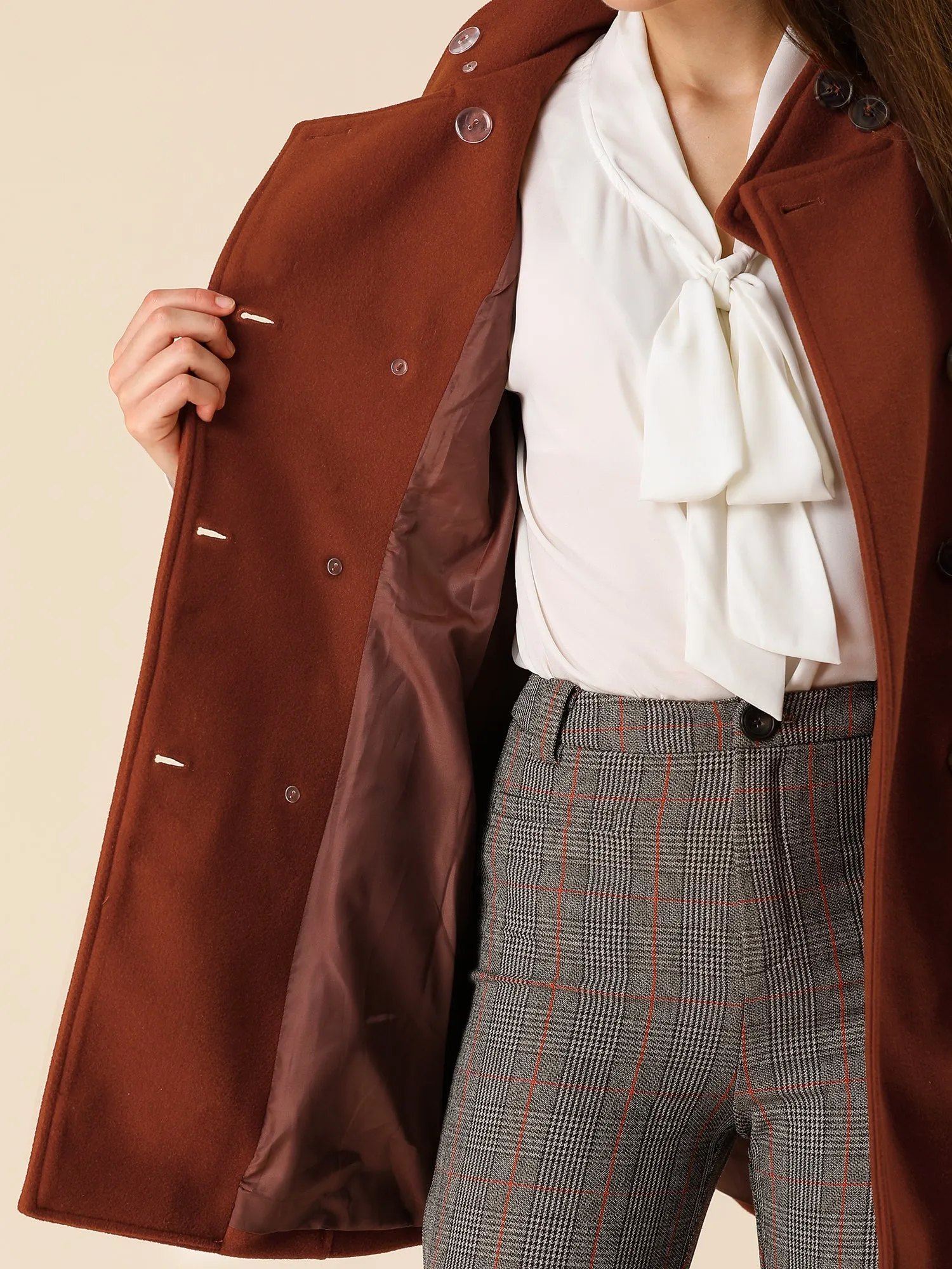 Stand Collar Double Breasted Trendy Belted Winter Coat