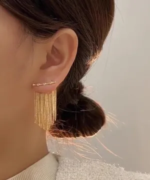 Style Gold Sterling Silver Overgild Bamboo Joint Tassel Drop Earrings PO031