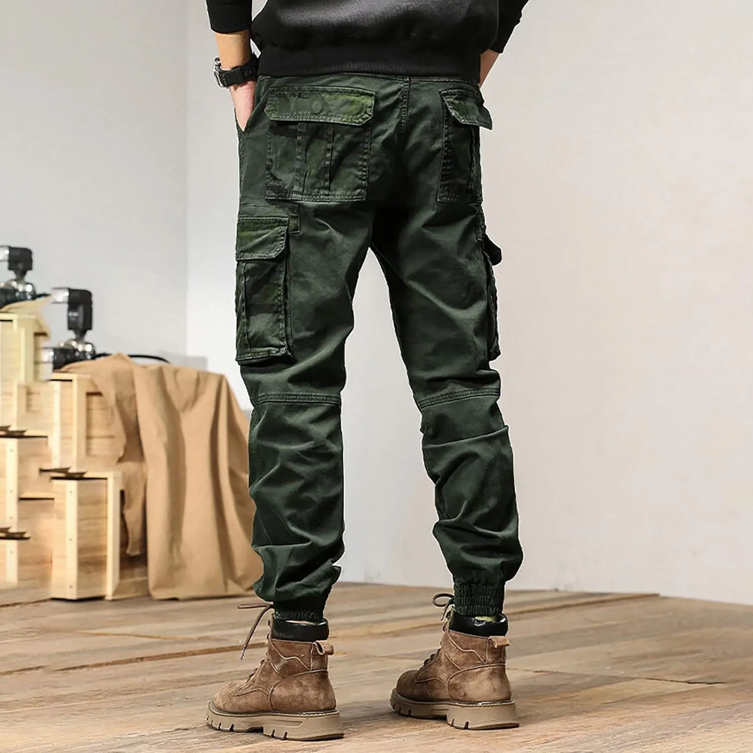 Sweatpant for Men with Pockets Cargo Sweatpants Open Bottom Straight Leg Casual Loose Fit Baggy Athletic Jogger Pants