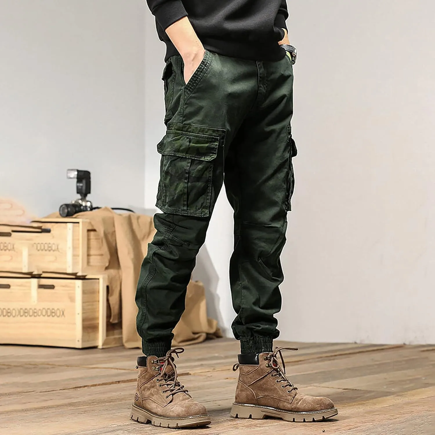 Sweatpant for Men with Pockets Cargo Sweatpants Open Bottom Straight Leg Casual Loose Fit Baggy Athletic Jogger Pants