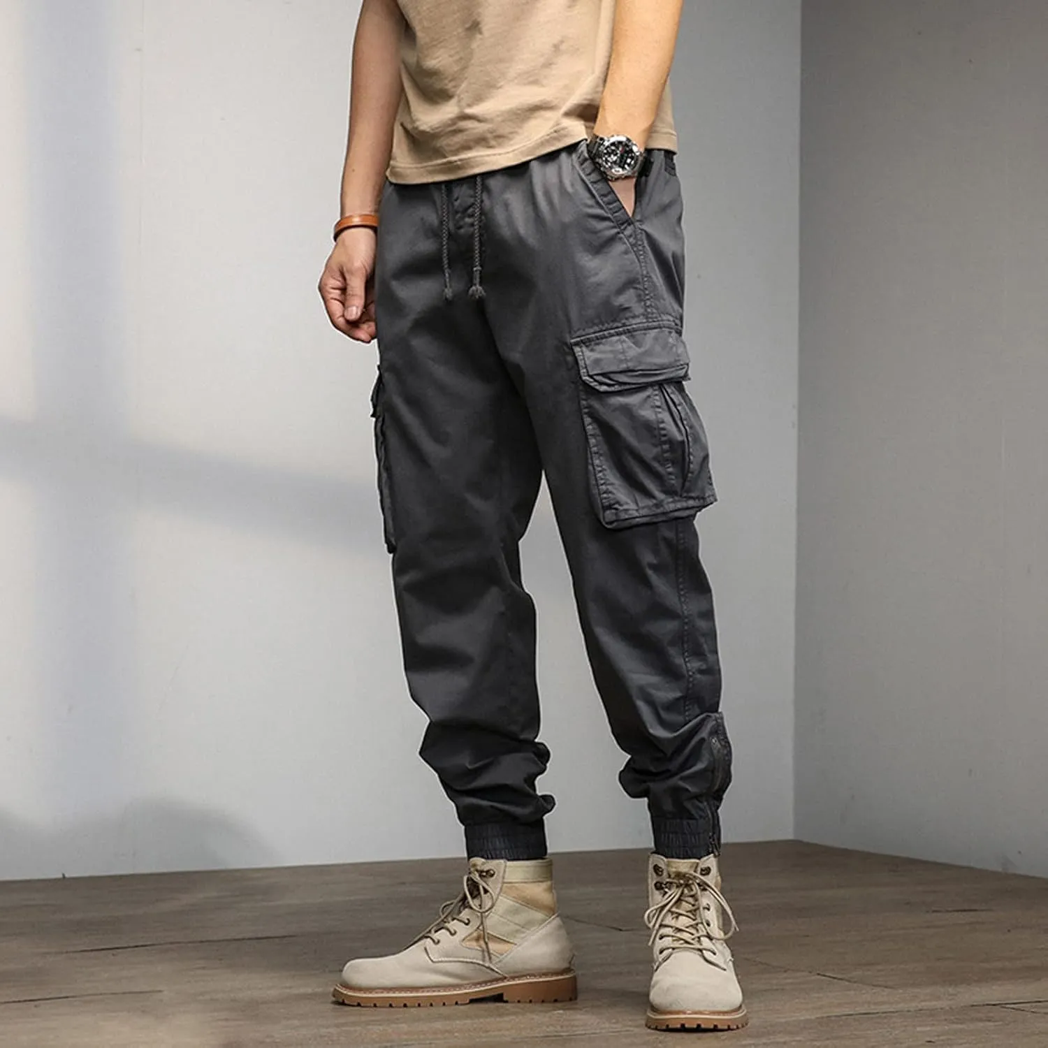 Sweatpant for Men with Pockets Loose Sweatpant 2023 Outdoor Autumn Men's Cargo Casual Pants Plain Color Joggers Men's