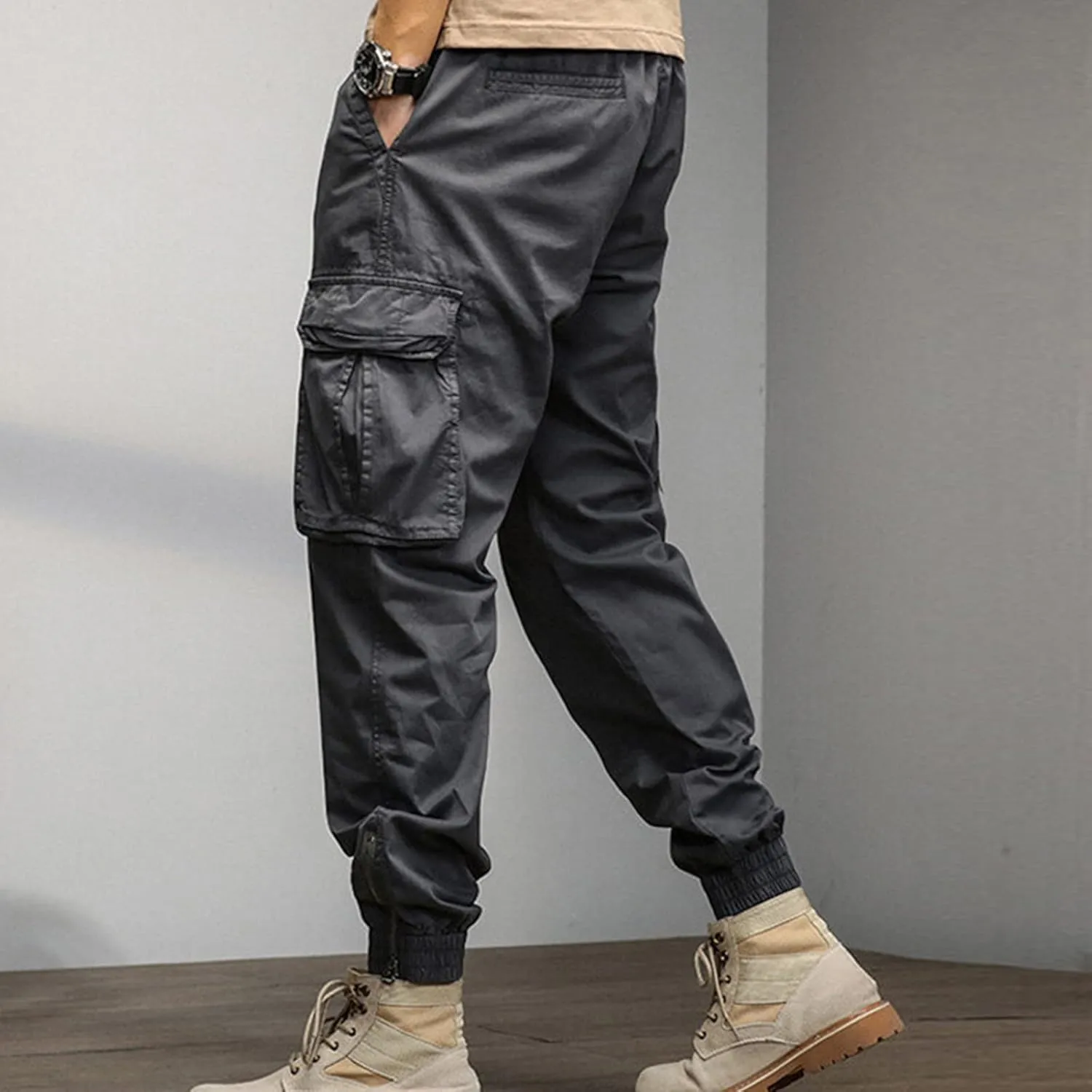 Sweatpant for Men with Pockets Loose Sweatpant 2023 Outdoor Autumn Men's Cargo Casual Pants Plain Color Joggers Men's
