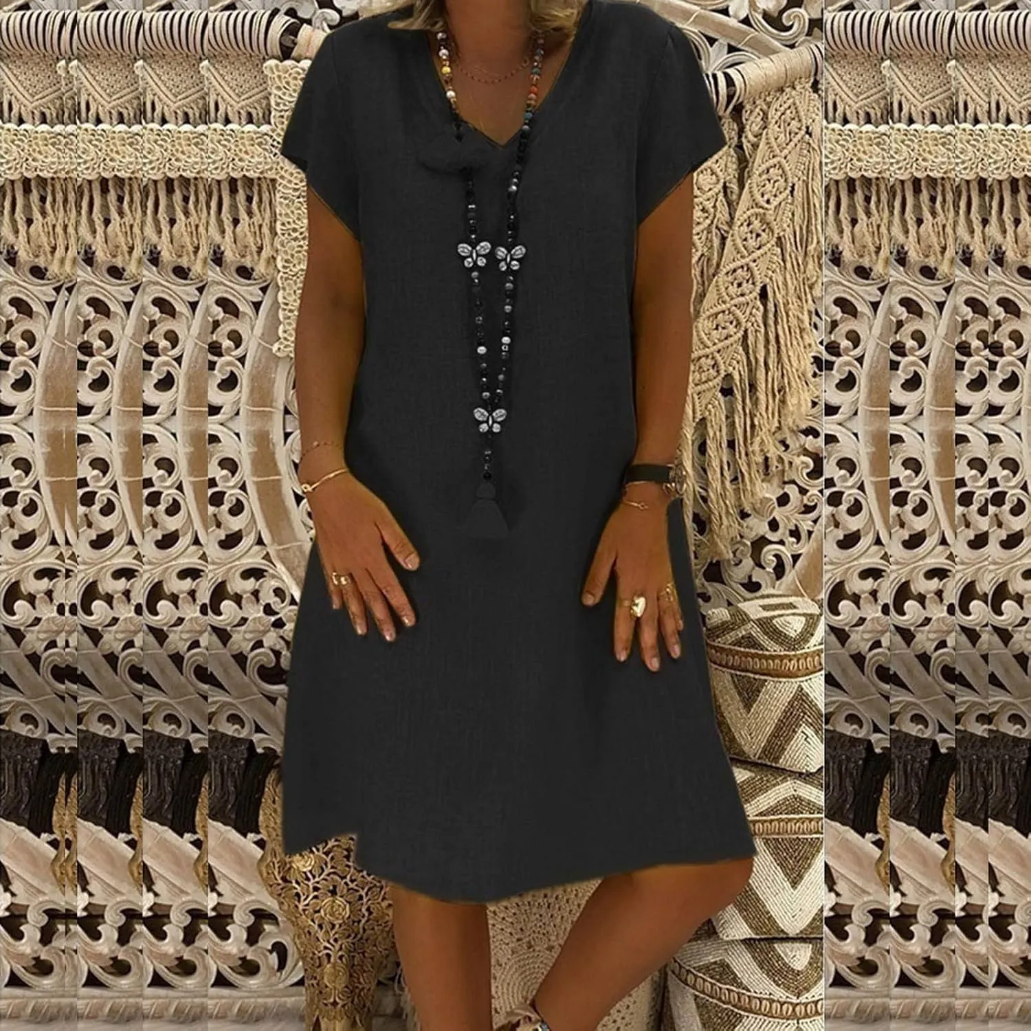 TARIENDY Casual Dresses for Women,Women's Loose Comfy Summer Dress Short Sleeve Sundress Fashion Beach Vacation Outfits
