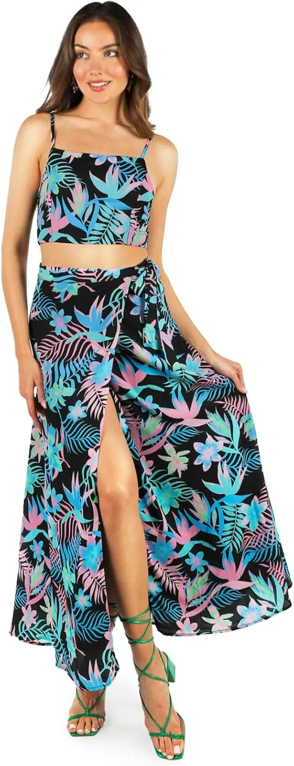 Tipsy Elves Maxi Dresses for Women - Sleeveless 2-Piece Casual Long Summer Dresses - Cute Colorful Floral Sundress Beach