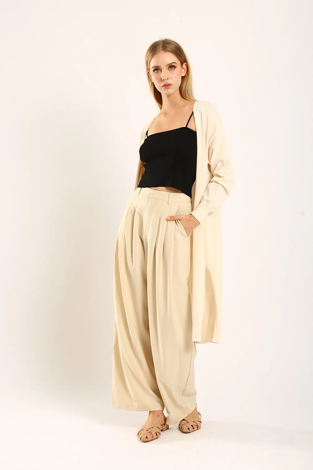 Tonie Long Knit Cardigan in Apricot