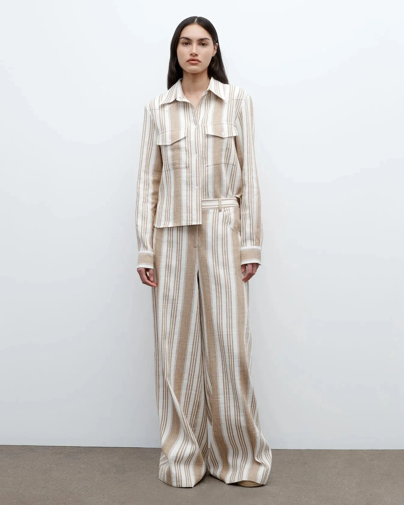 TWP - White/Khaki New Carter Top in Tosca Barre Linen