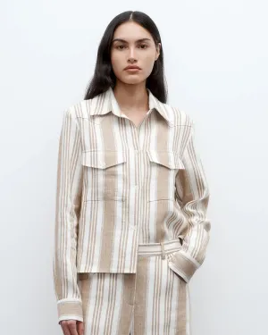 TWP - White/Khaki New Carter Top in Tosca Barre Linen