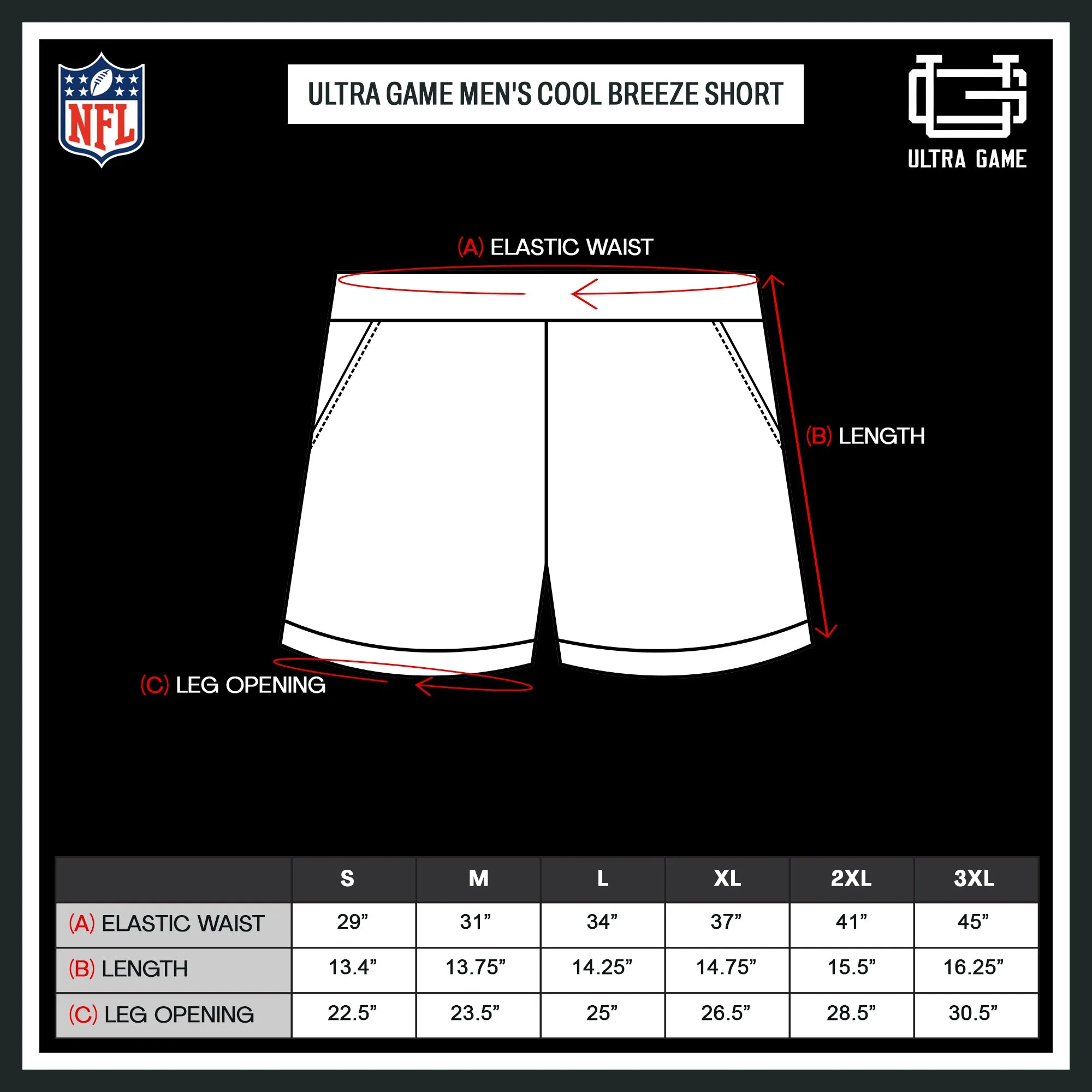 Ultra Game Men's NFL Official Super Soft Soft Mesh Active Training Shorts - Unisex, Kansas City Chiefs|Kansas City Chiefs