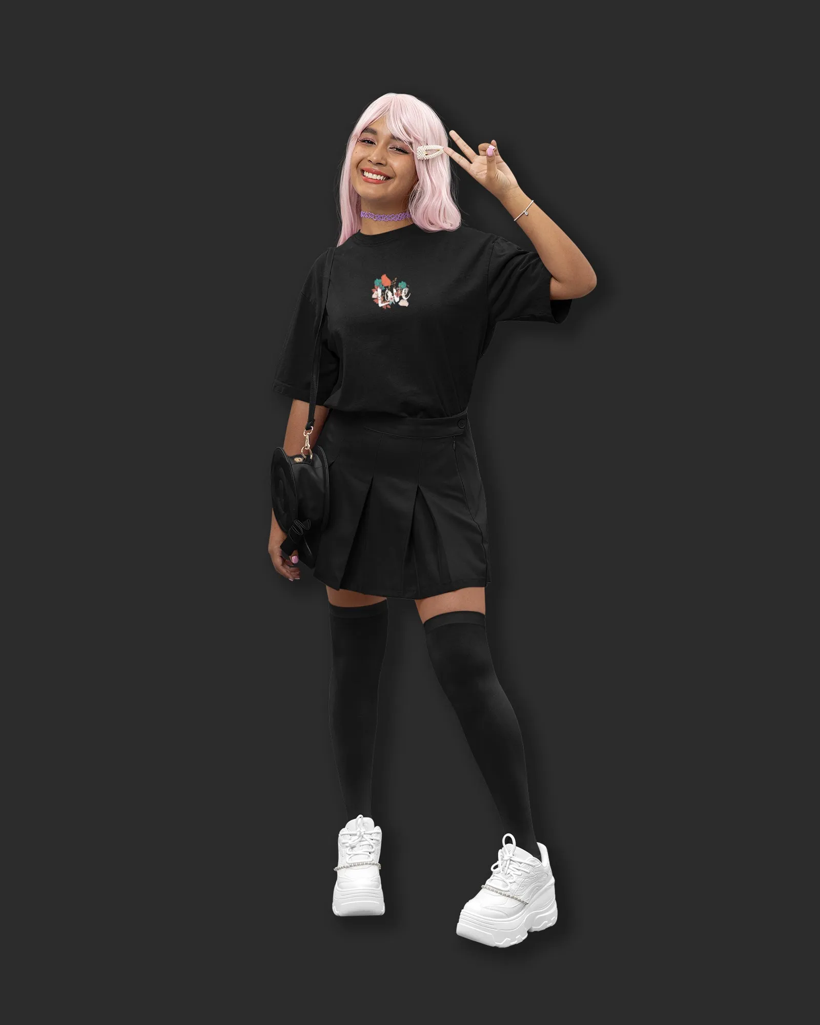 Valentine Drop Shoulder HW Crew Neck: Black