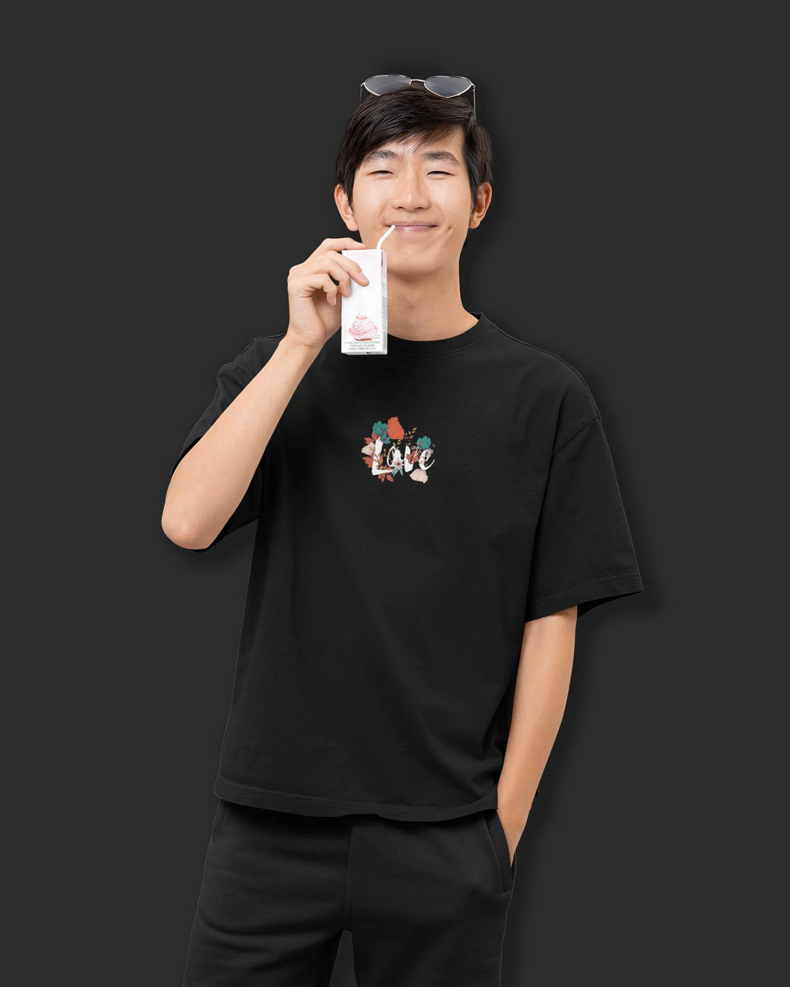 Valentine Drop Shoulder HW Crew Neck: Black